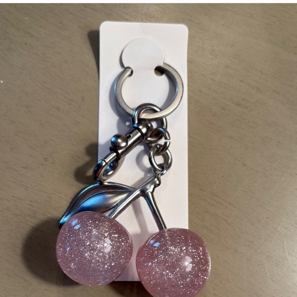 Pink Cherry Keychain Accessory